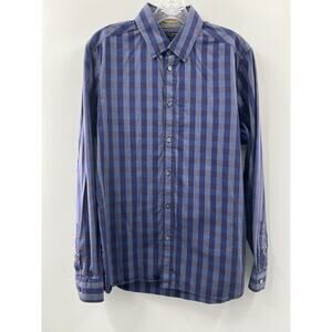 Ted Baker Men’s Long Sleeve Cotton Button Down Purple Stripe Shirt Size 4 Large